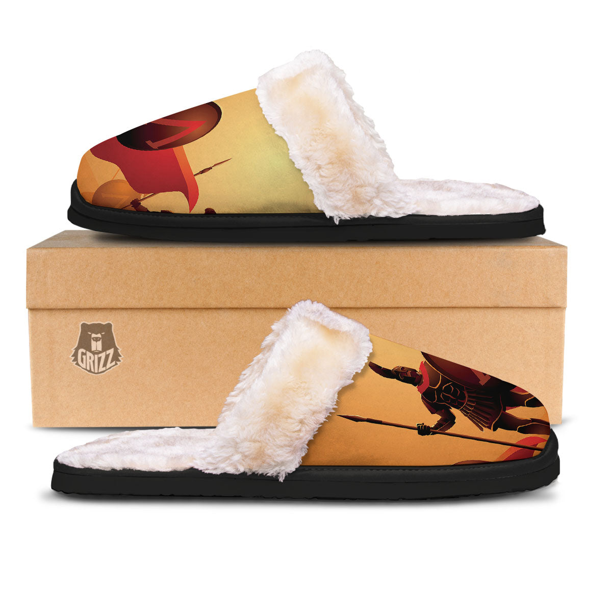 Spartan Ancient Print Slippers-grizzshop