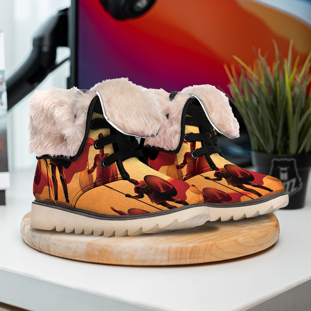 Spartan Ancient Print Snow Boots-grizzshop
