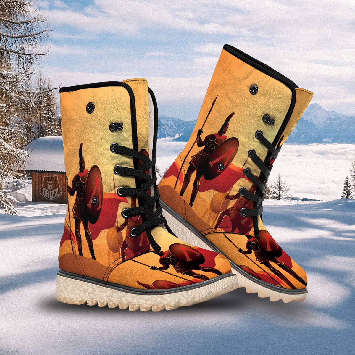 Spartan Ancient Print Snow Boots-grizzshop