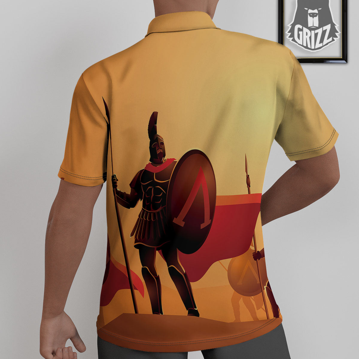 Spartan Ancient Print Untucked Shirts-grizzshop