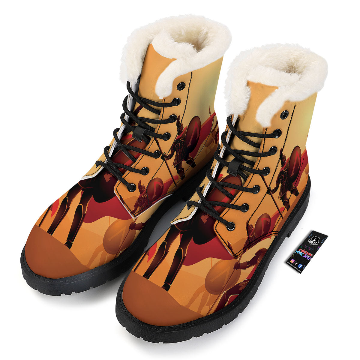 Spartan Ancient Print Winter Boots-grizzshop