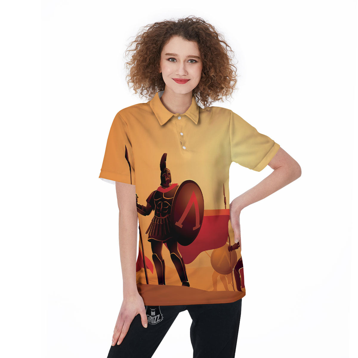 Spartan Ancient Print Women's Golf Shirts-grizzshop