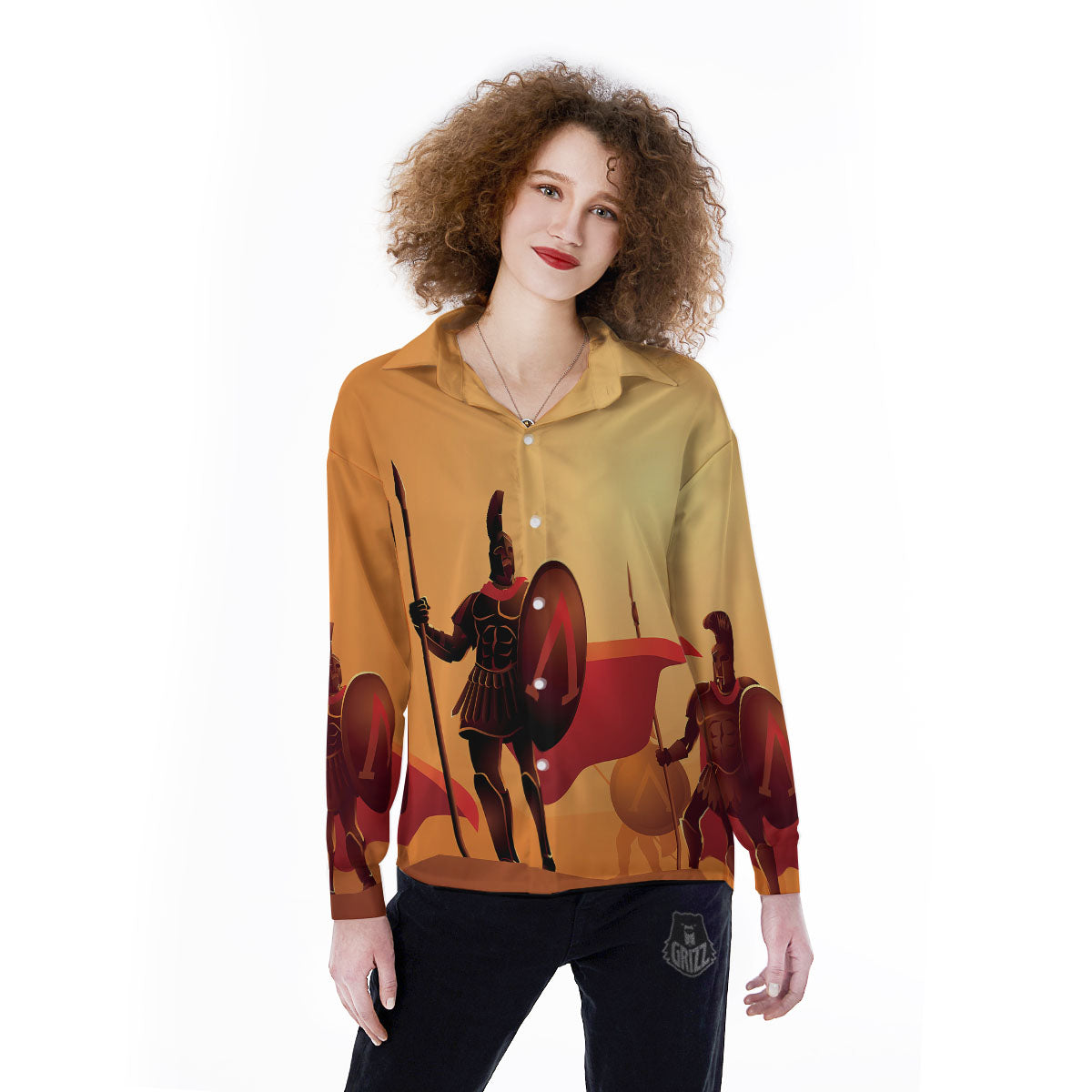Spartan Ancient Print Women's Long Sleeve Shirts-grizzshop
