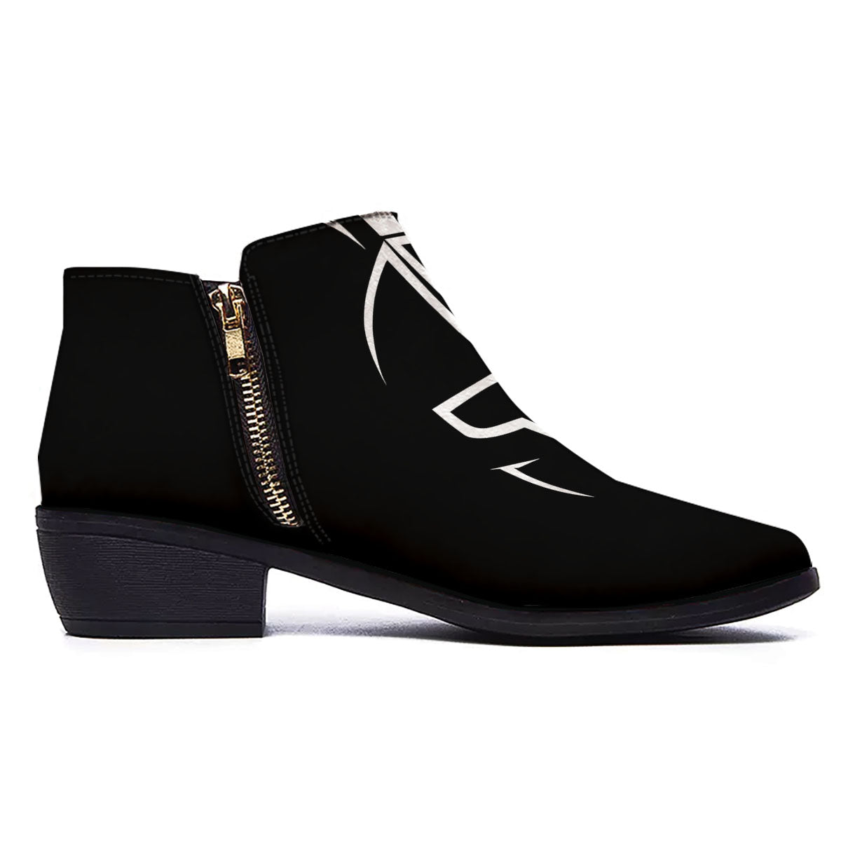 Spartan Helmet White And Black Print Ankle Boots-grizzshop