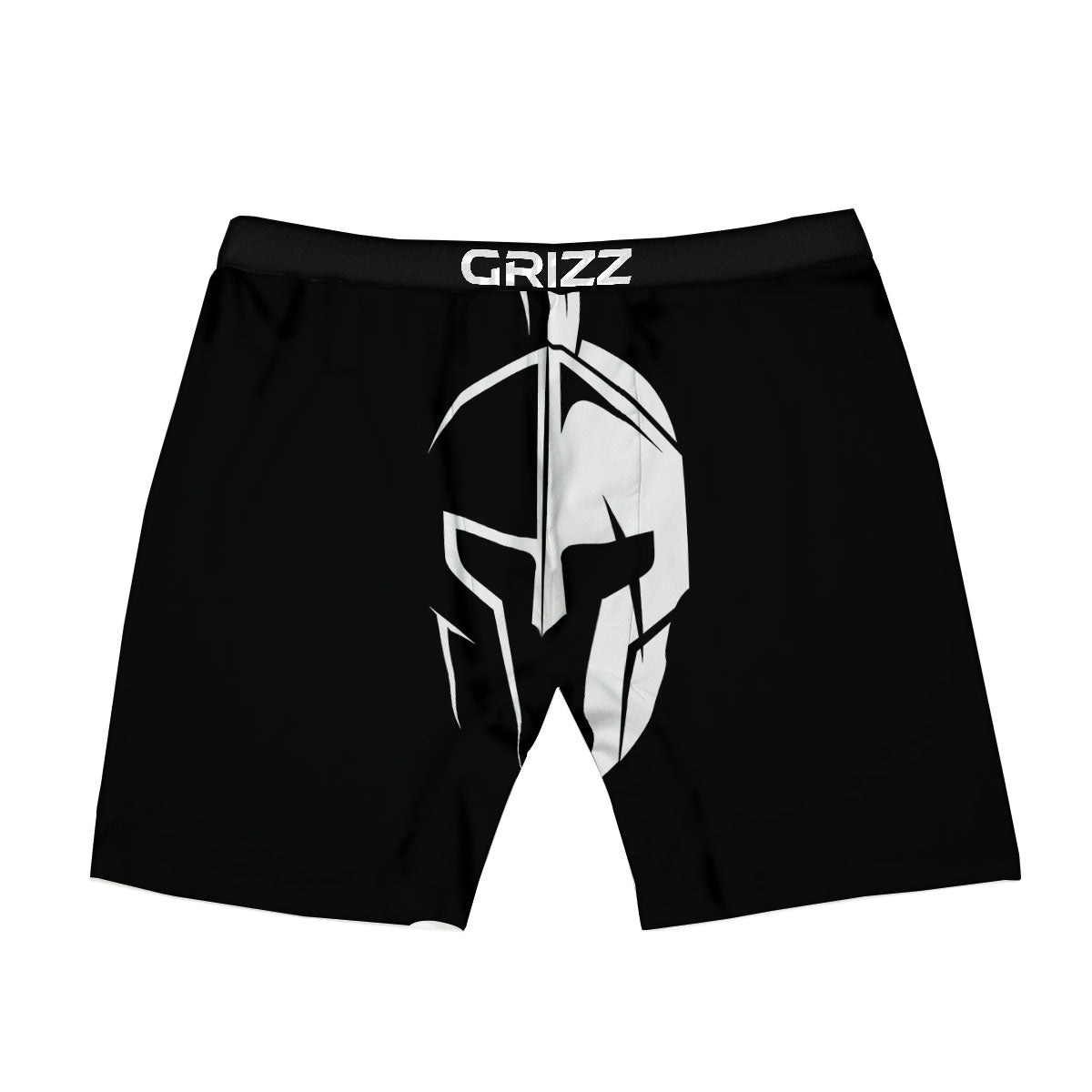 Spartan Helmet White And Black Print Boxer Briefs-grizzshop