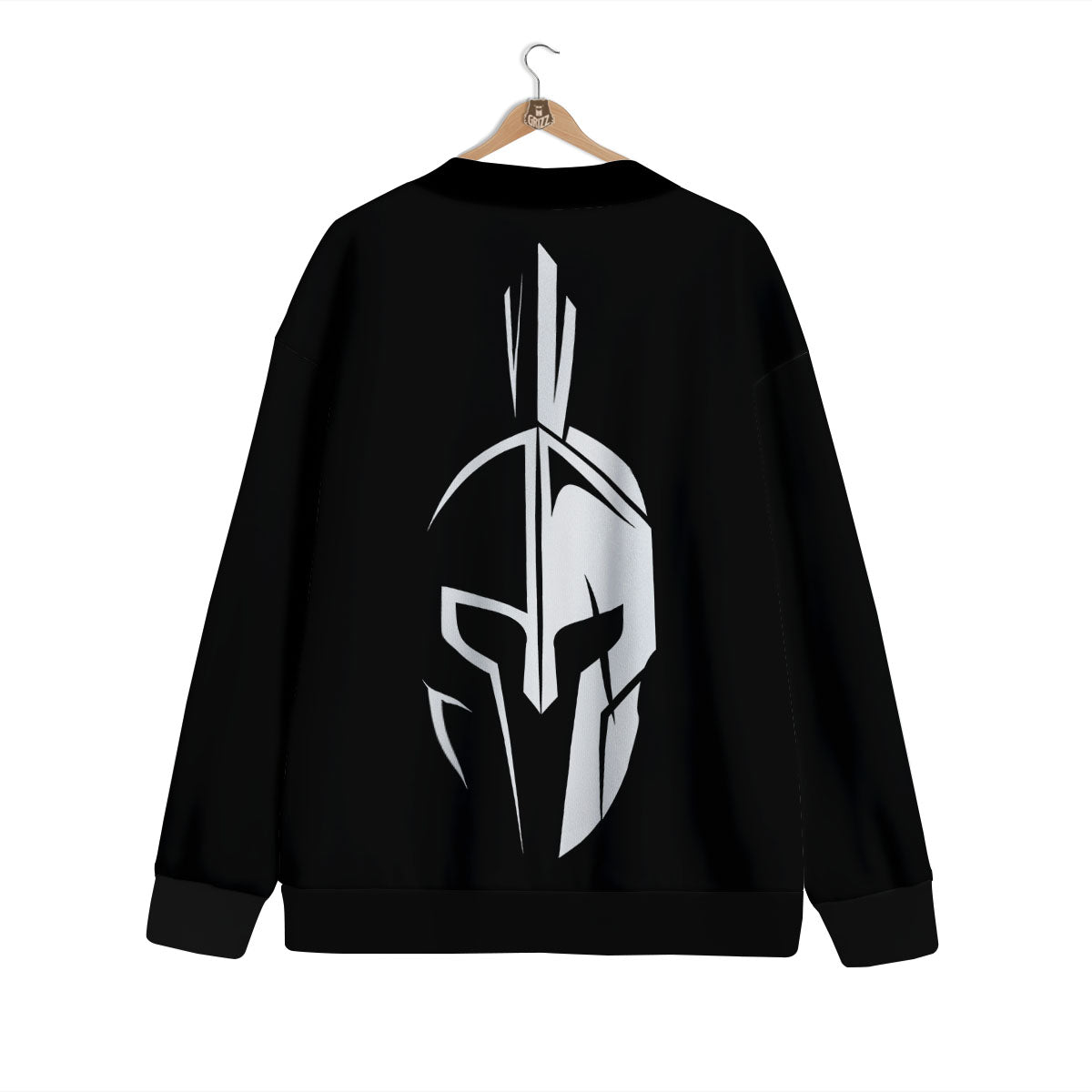Spartan Helmet White And Black Print Cardigan-grizzshop