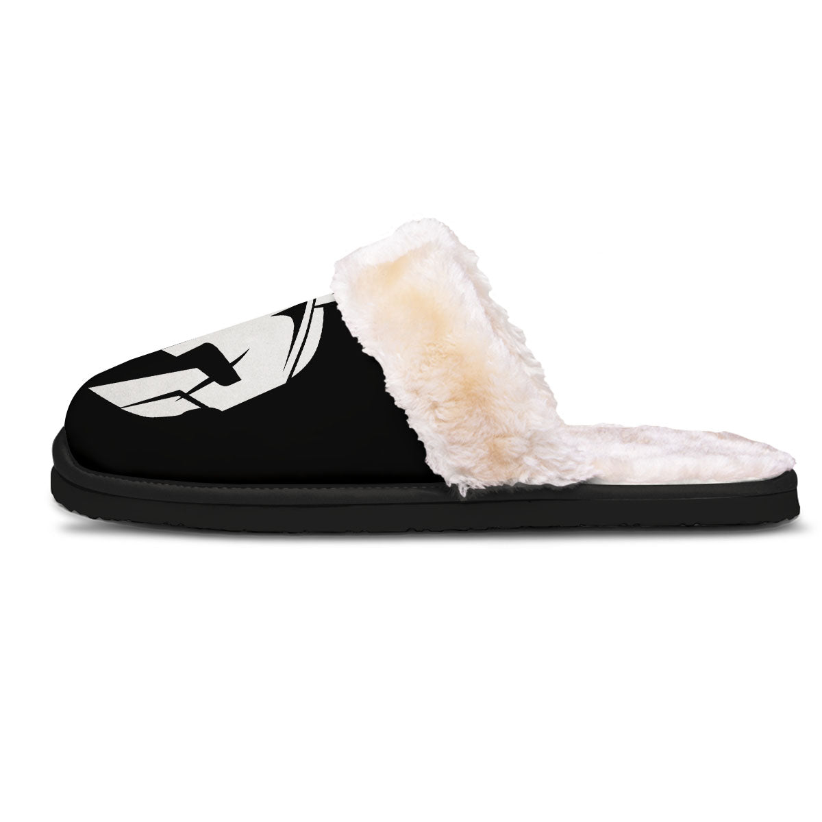 Spartan Helmet White And Black Print Slippers-grizzshop