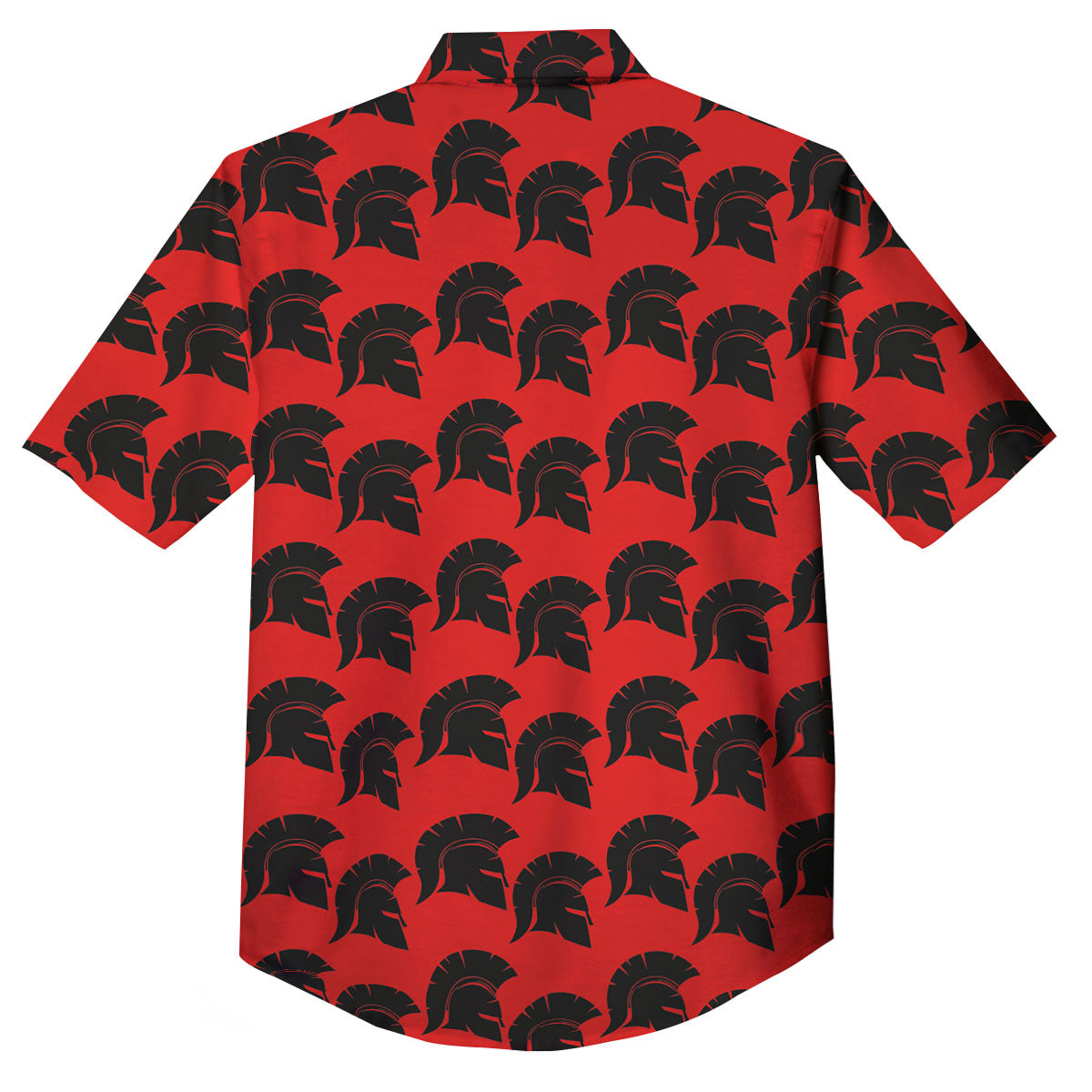Spartan Red And Black Print Pattern Button Up Shirt-grizzshop