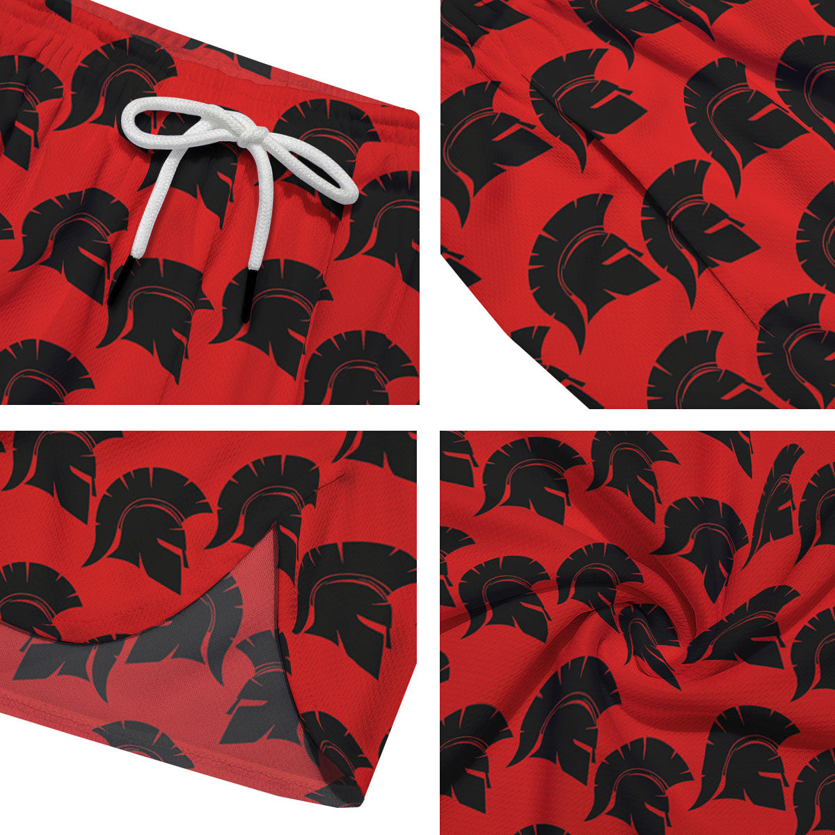 Spartan Red And Black Print Pattern Men's Running Shorts-grizzshop