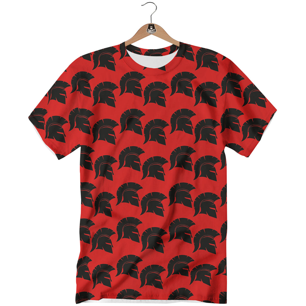 Spartan Red And Black Print Pattern T-Shirt-grizzshop