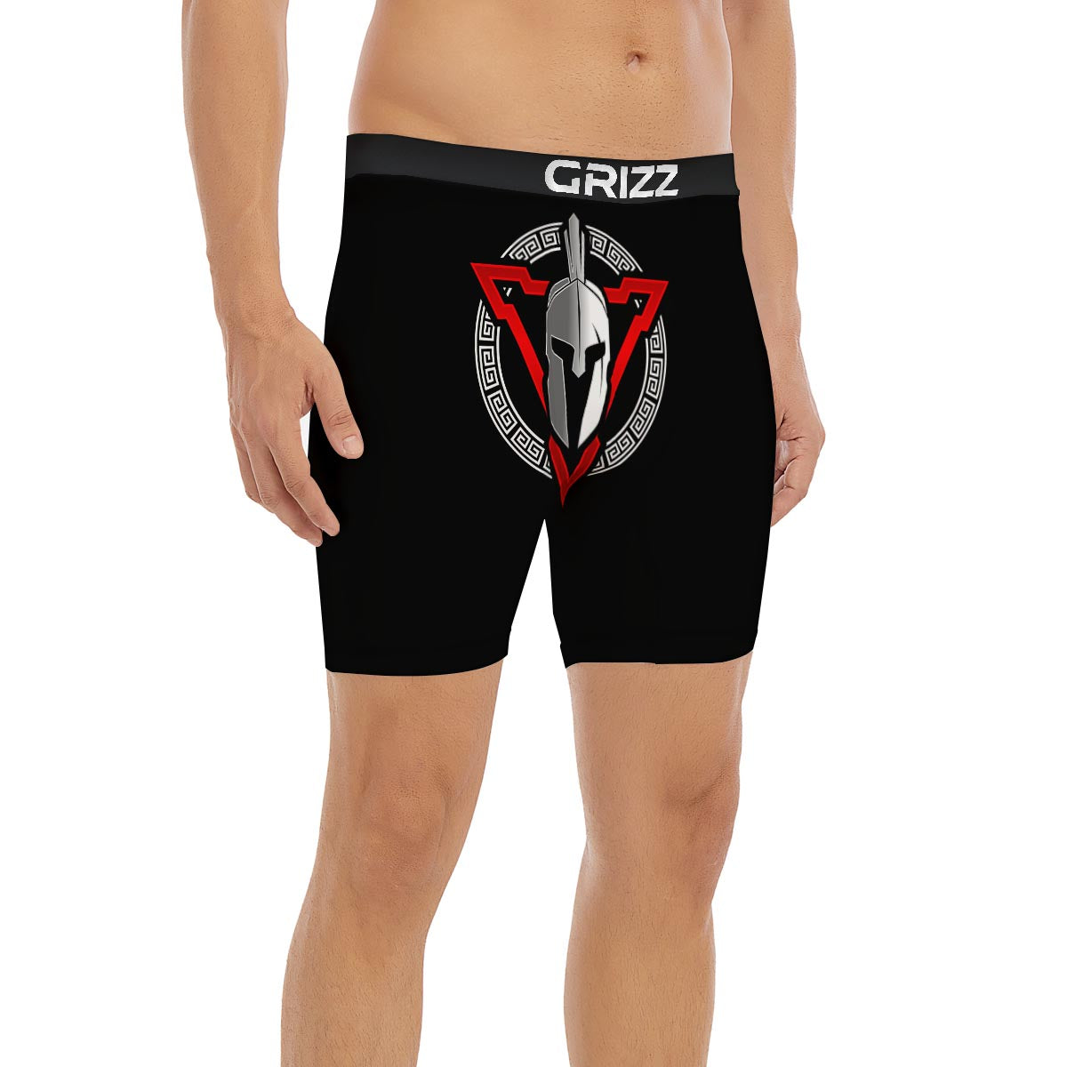 Spartan Red And White Print Boxer Briefs-grizzshop