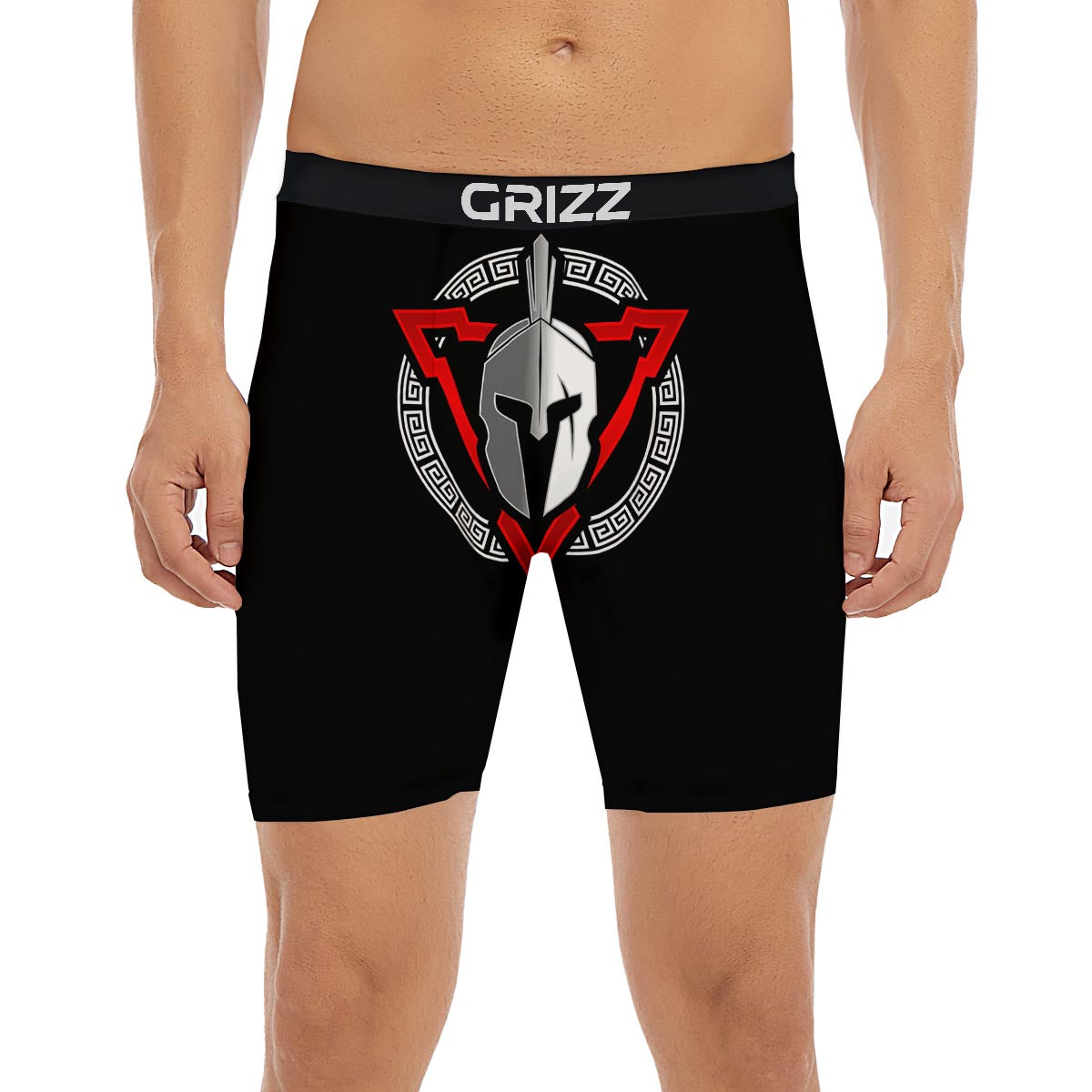 Spartan Red And White Print Boxer Briefs-grizzshop