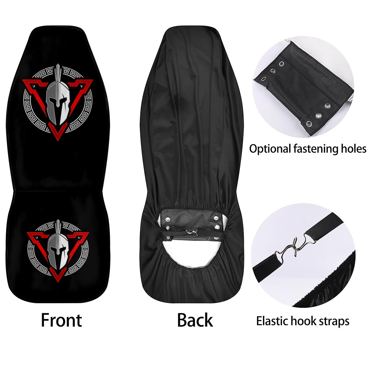 Spartan Red And White Print Car Seat Covers-grizzshop