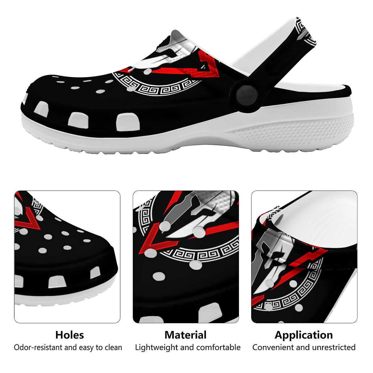 Spartan Red And White Print Clog-grizzshop