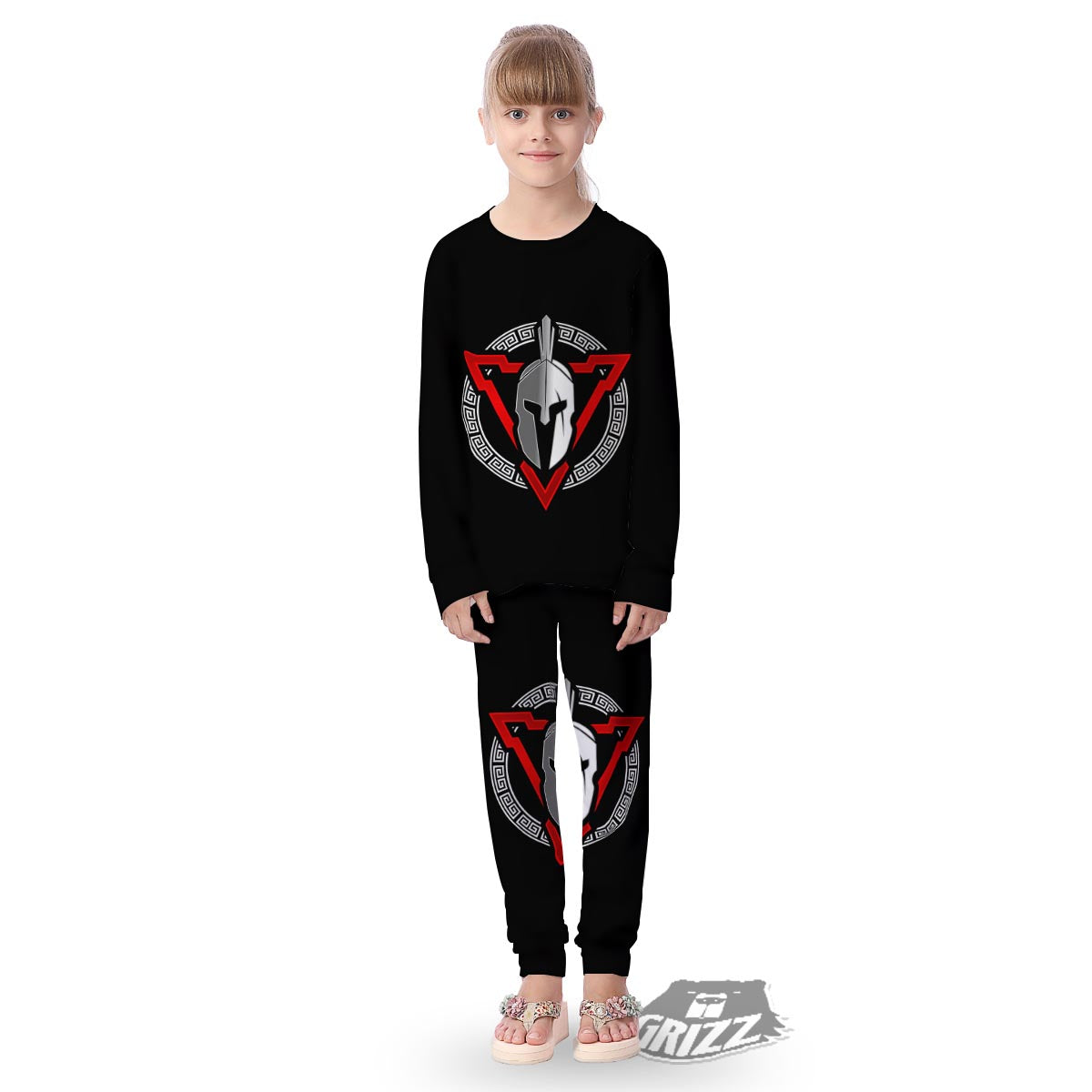 Spartan Red And White Print Kid's Pajamas-grizzshop