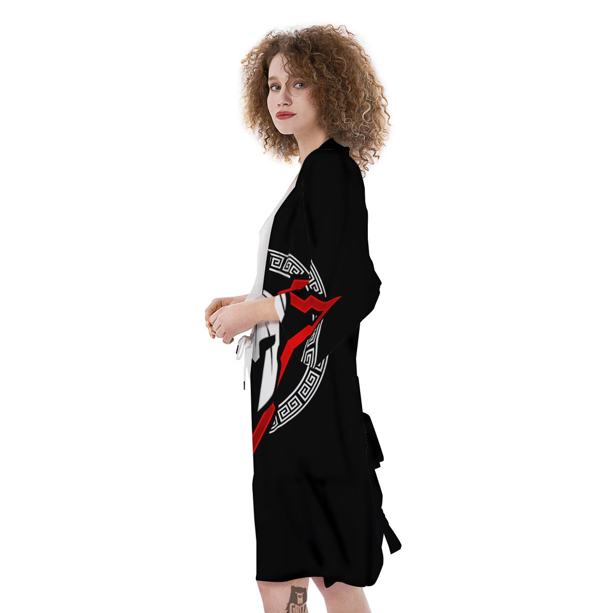 Spartan Red And White Print Kimono-grizzshop