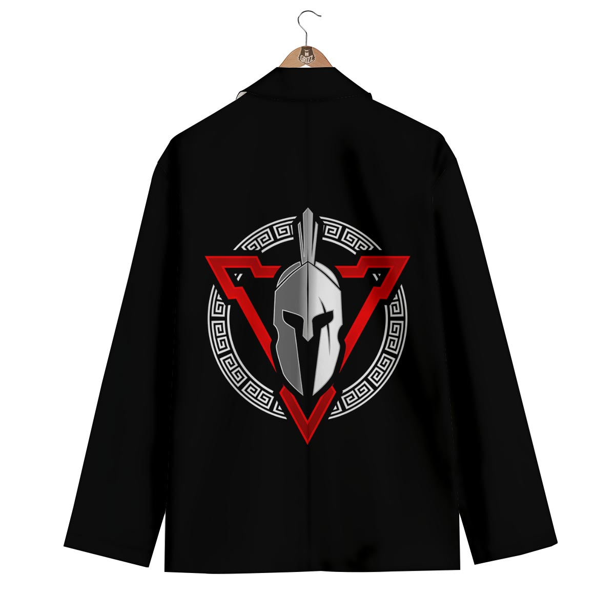 Spartan Red And White Print Men's Blazer-grizzshop