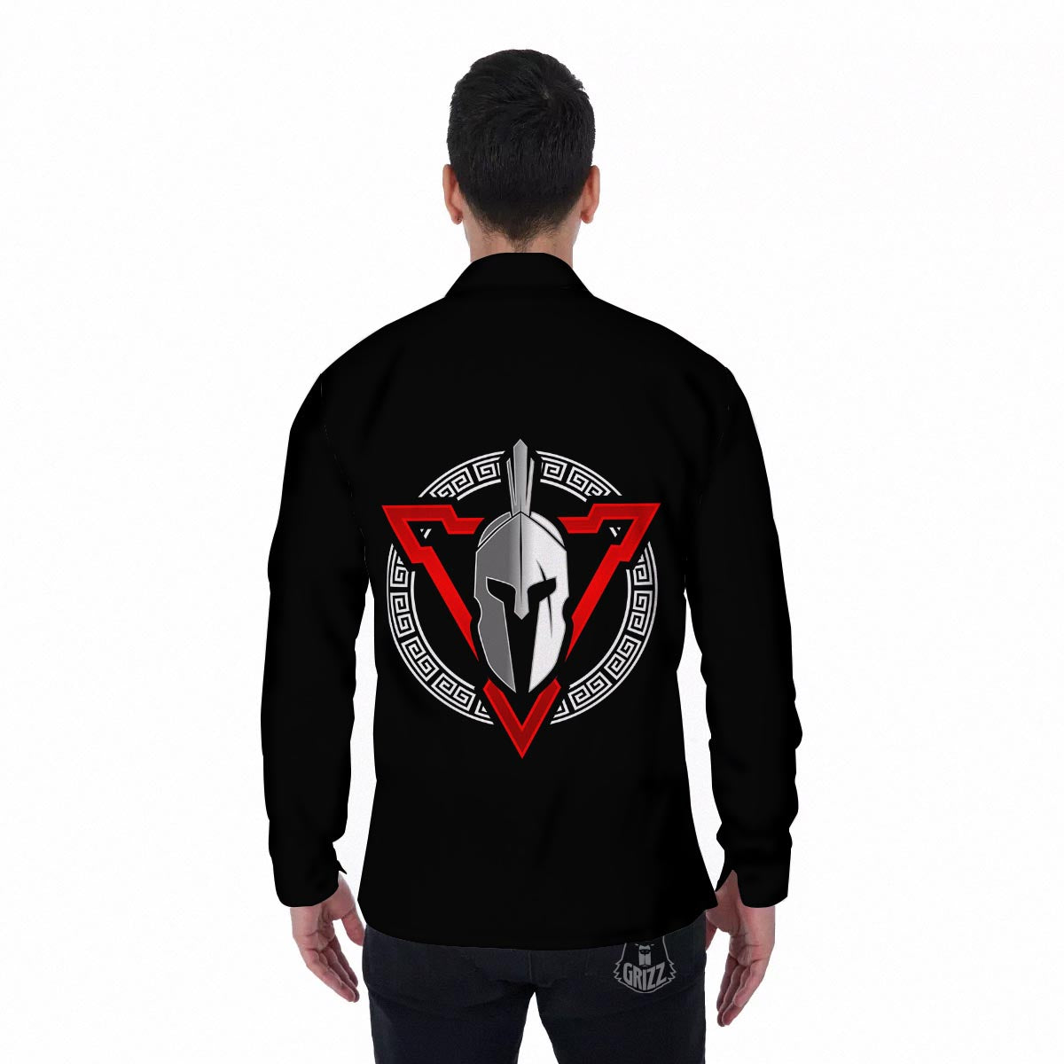 Spartan Red And White Print Men's Long Sleeve Shirts-grizzshop
