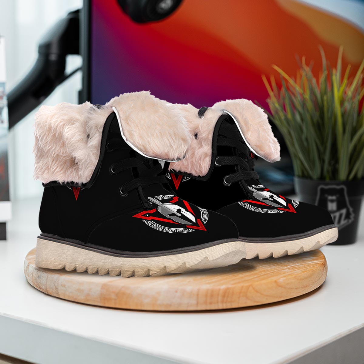 Spartan Red And White Print Snow Boots-grizzshop