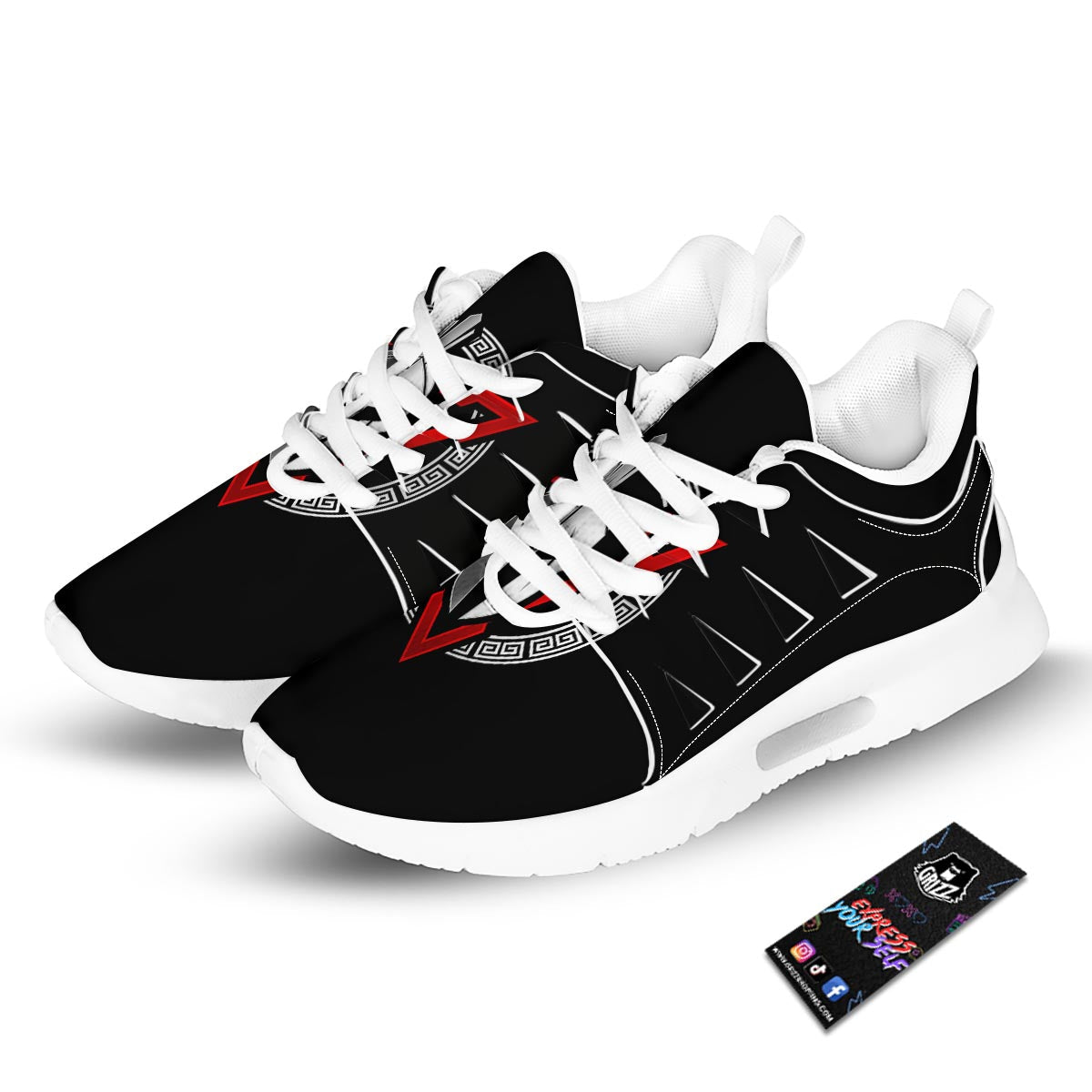 Spartan Red And White Print Tennis Shoes-grizzshop