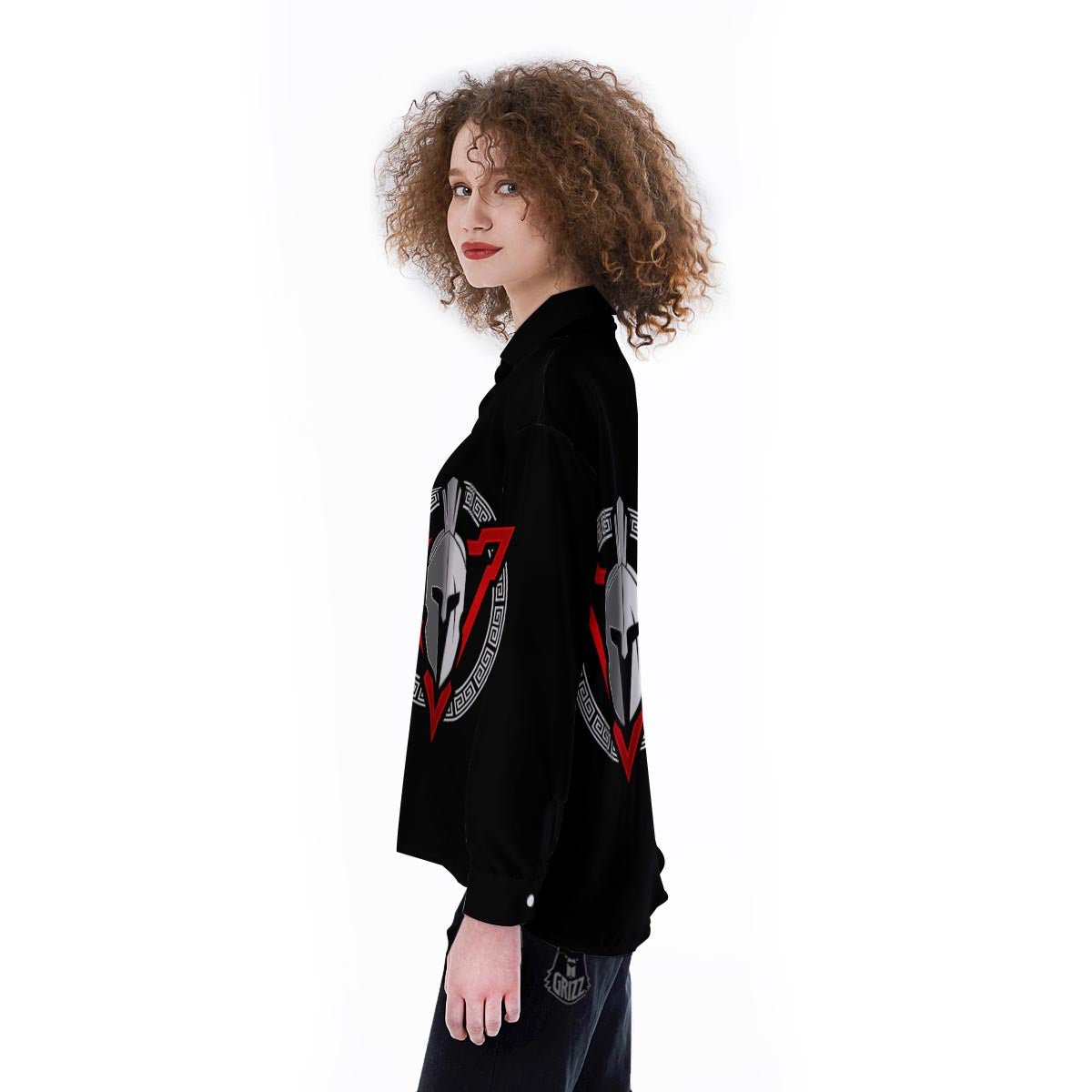 Spartan Red And White Print Women's Long Sleeve Shirts-grizzshop