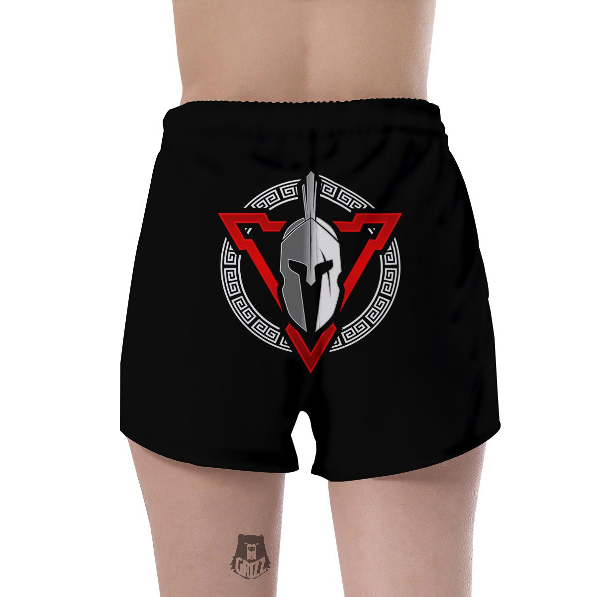 Spartan Red And White Print Women's Shorts-grizzshop