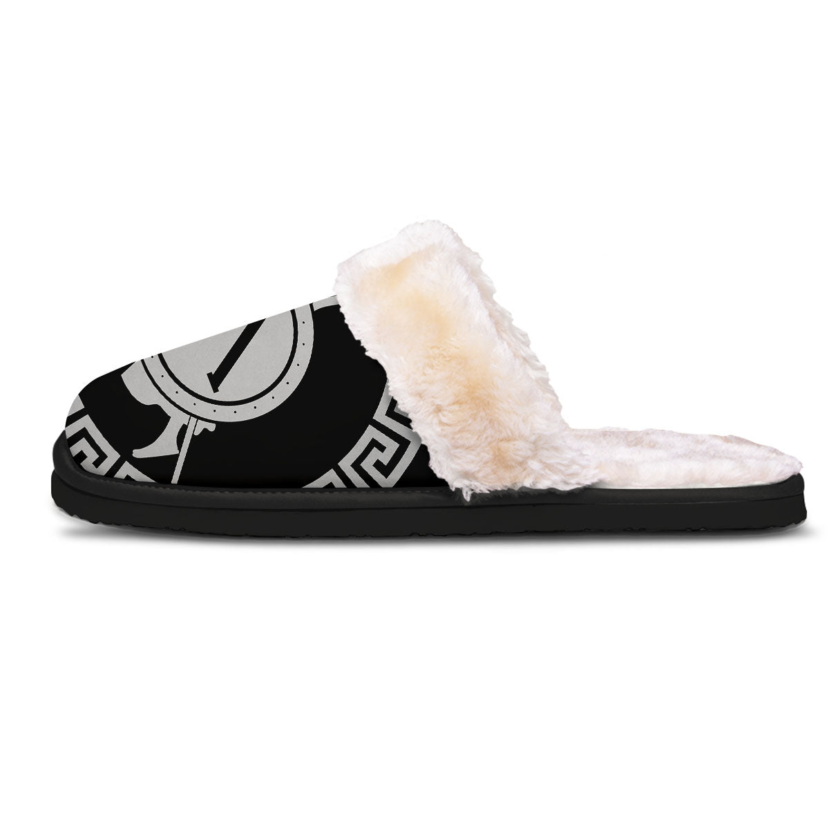 Spartan Warrior White And Black Print Slippers-grizzshop