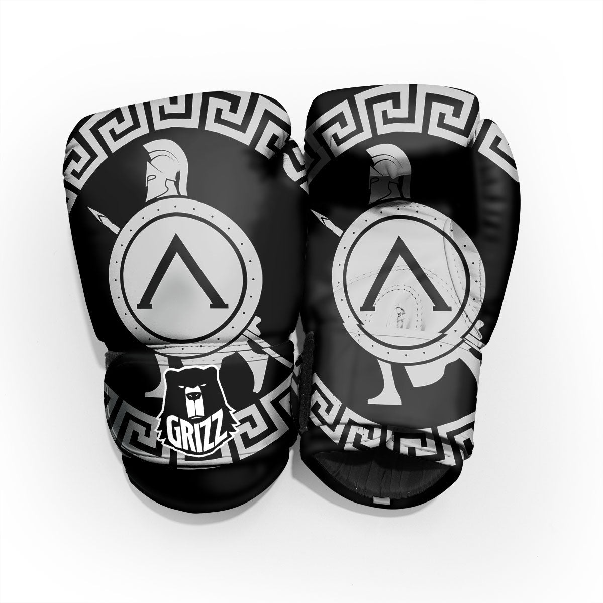 Spartan Warrior White And Black Print Pro Boxing Glove
