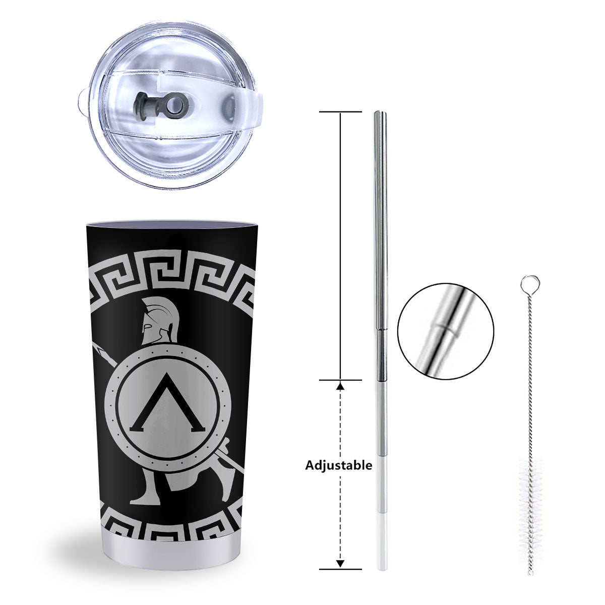 Spartan Warrior White And Black Print Tumbler-grizzshop