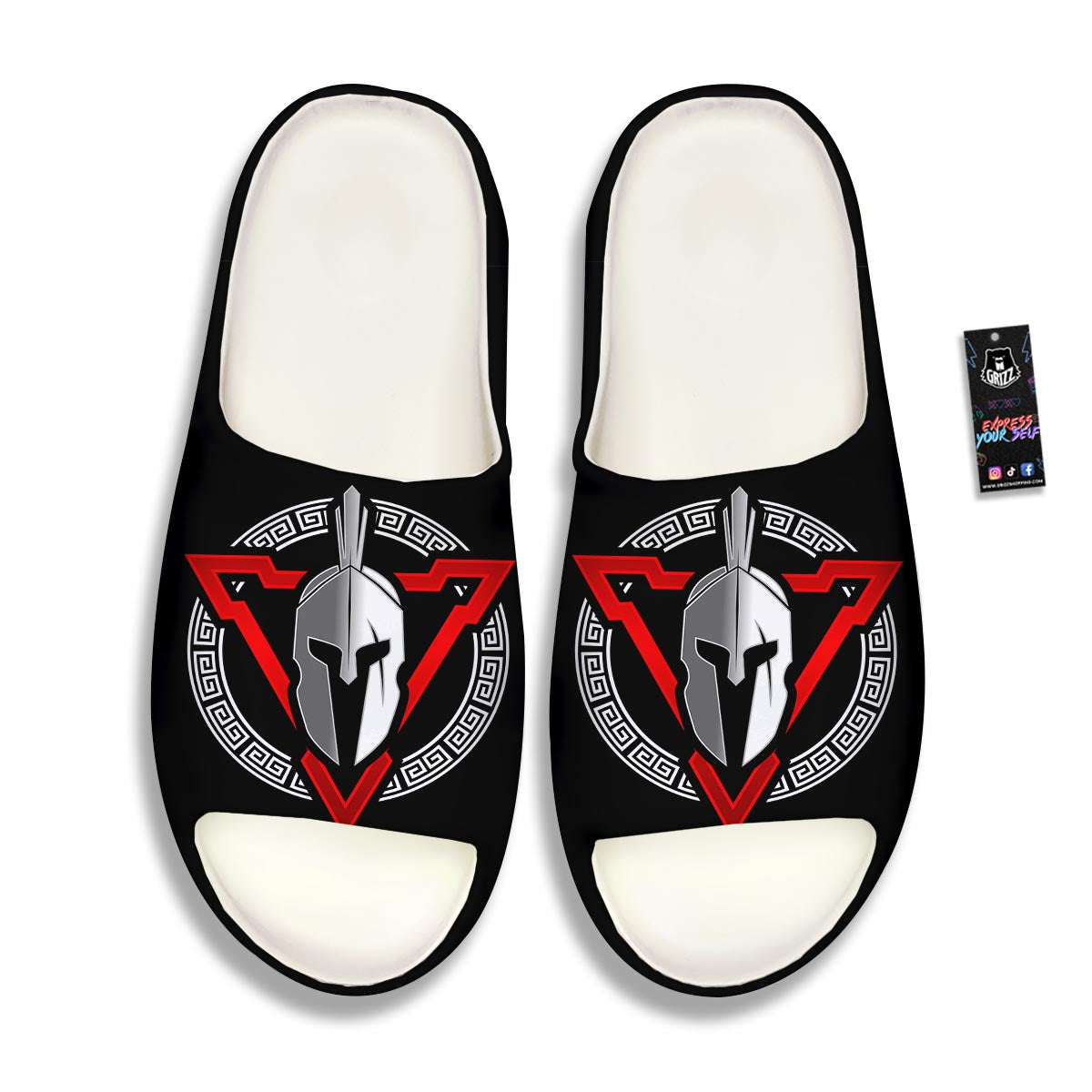 Spartan Red And White Print Sandals-grizzshop