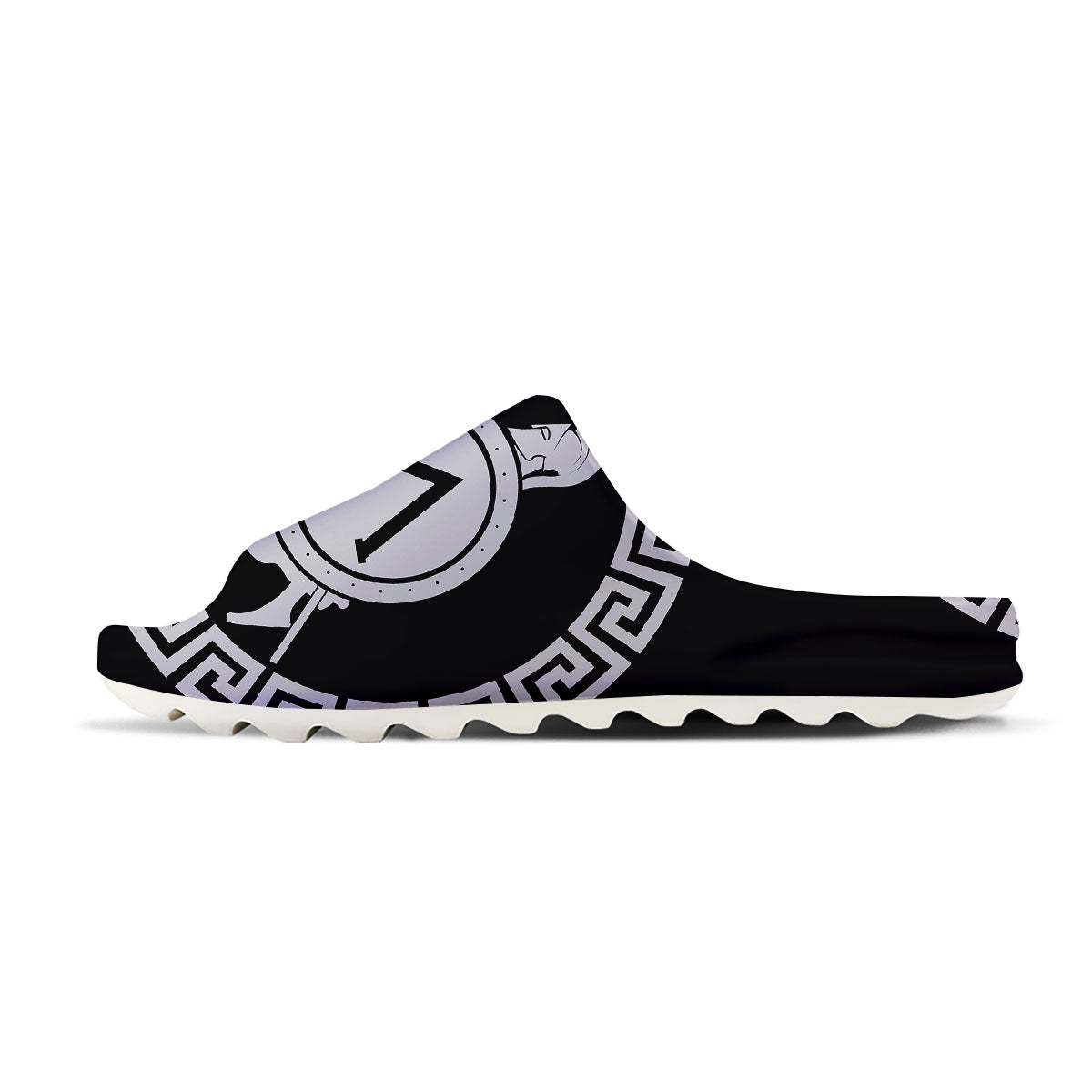 Spartan Warrior White And Black Print Sandals-grizzshop