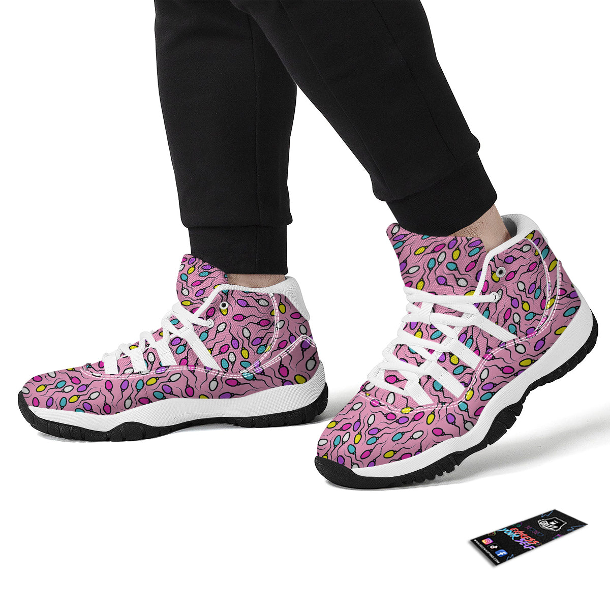 Sperm Anatomy Pattern Print White Bball Shoes-grizzshop