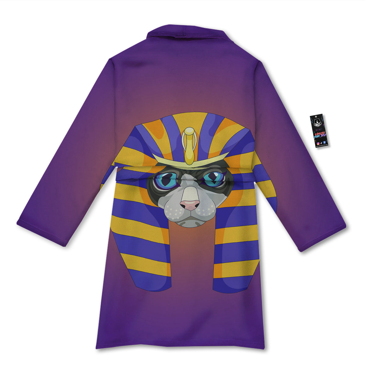 Sphynx Cat Pharaoh Print Bathrobe-grizzshop