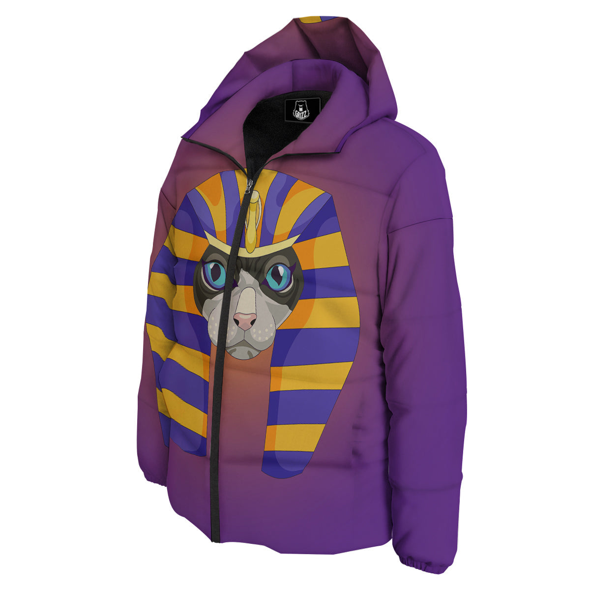 Sphynx Cat Pharaoh Print Down Jacket-grizzshop