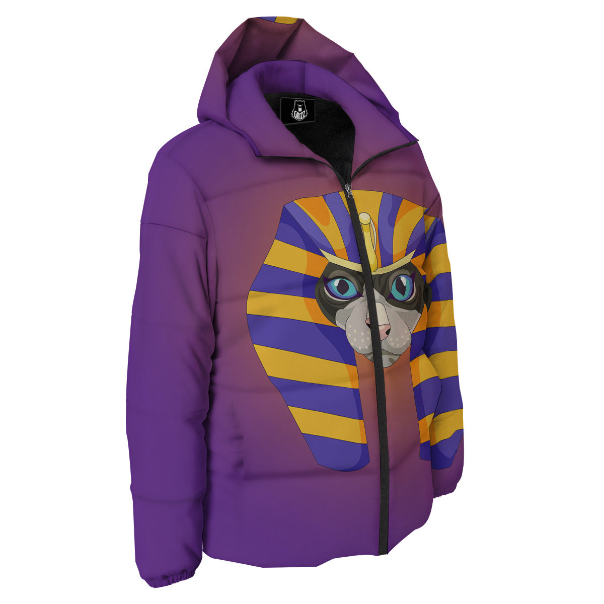 Sphynx Cat Pharaoh Print Down Jacket-grizzshop