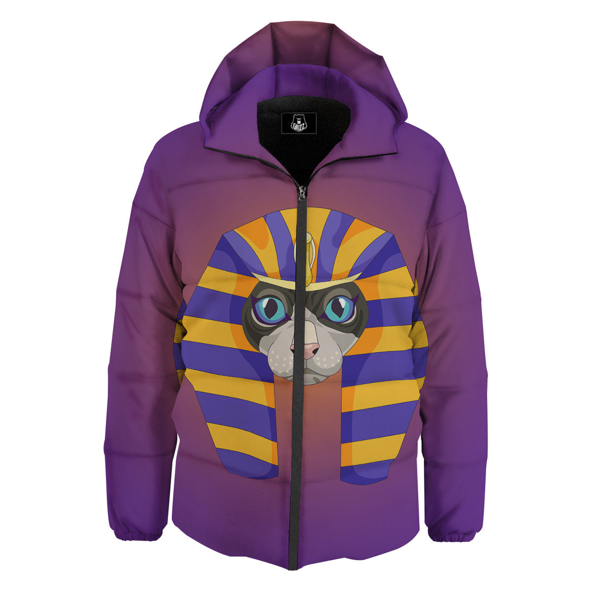 Sphynx Cat Pharaoh Print Down Jacket-grizzshop