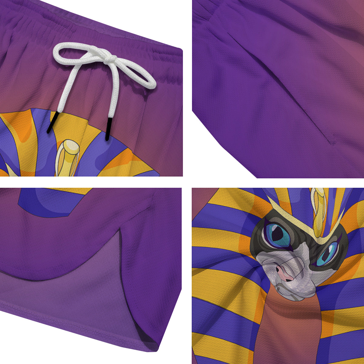 Sphynx Cat Pharaoh Print Men's Running Shorts-grizzshop