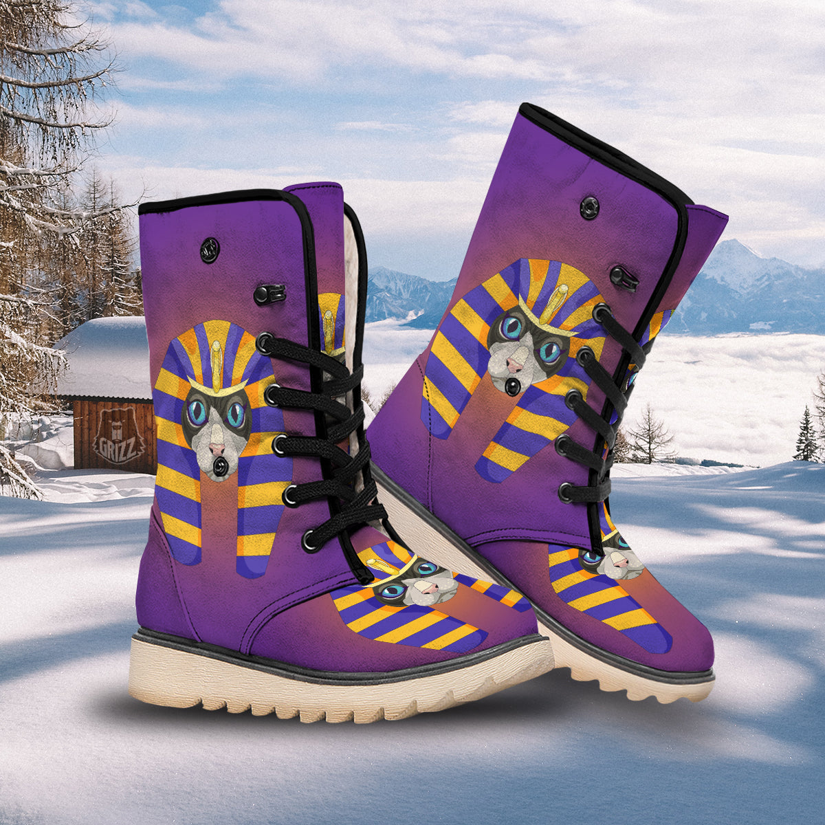 Sphynx Cat Pharaoh Print Snow Boots-grizzshop