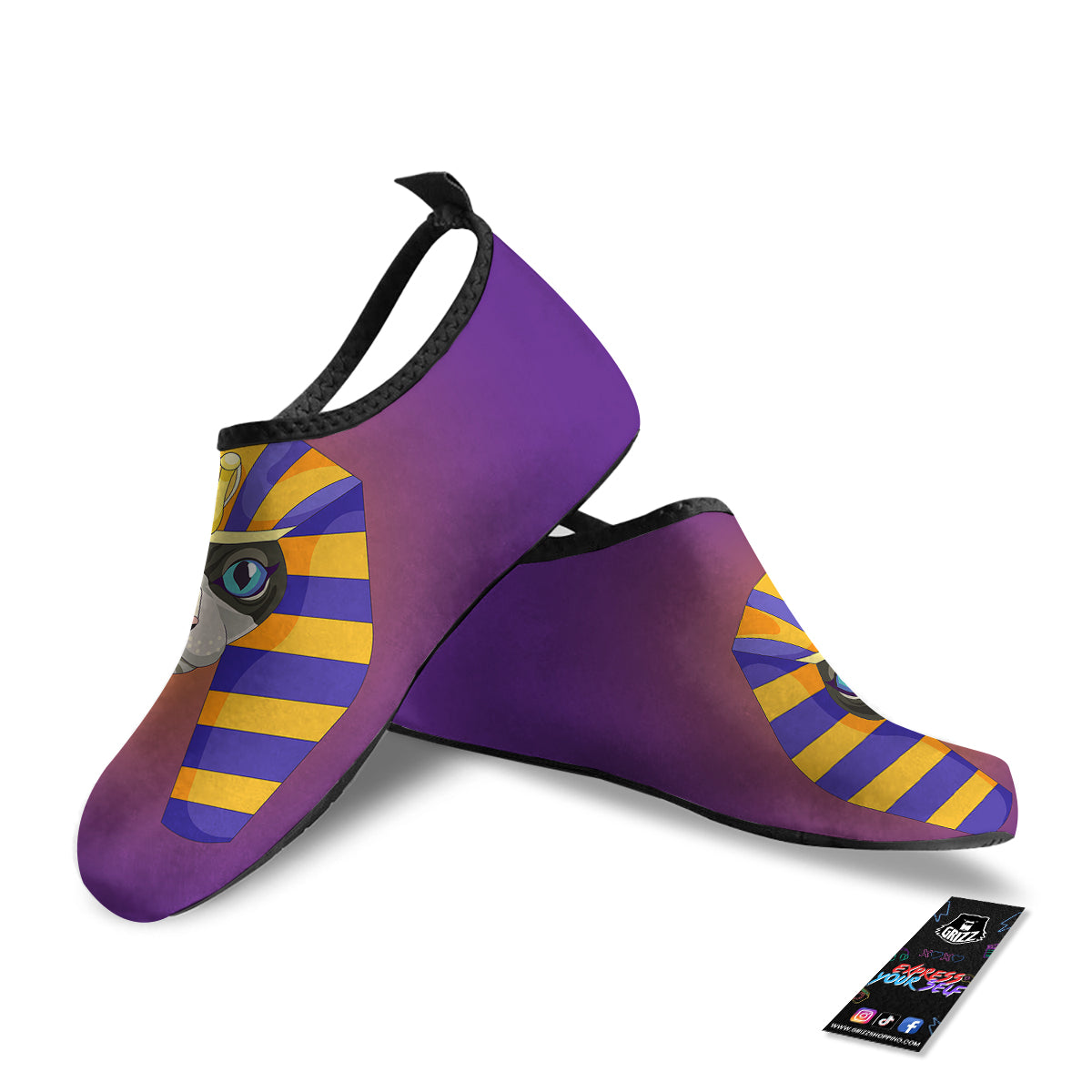 Sphynx Cat Pharaoh Print Water Shoes-grizzshop
