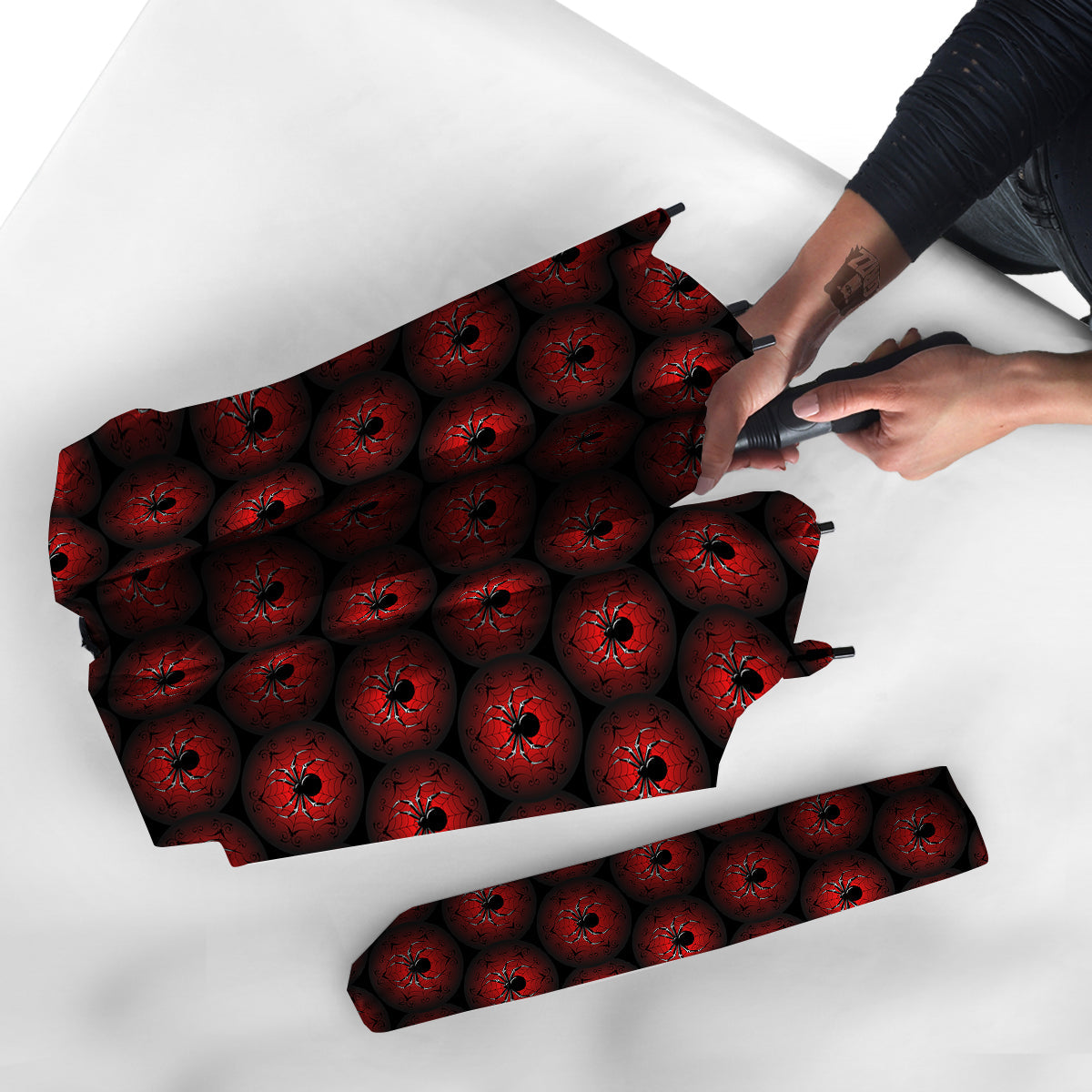 Spider Black And Red Spider Web Print Pattern Umbrella-grizzshop