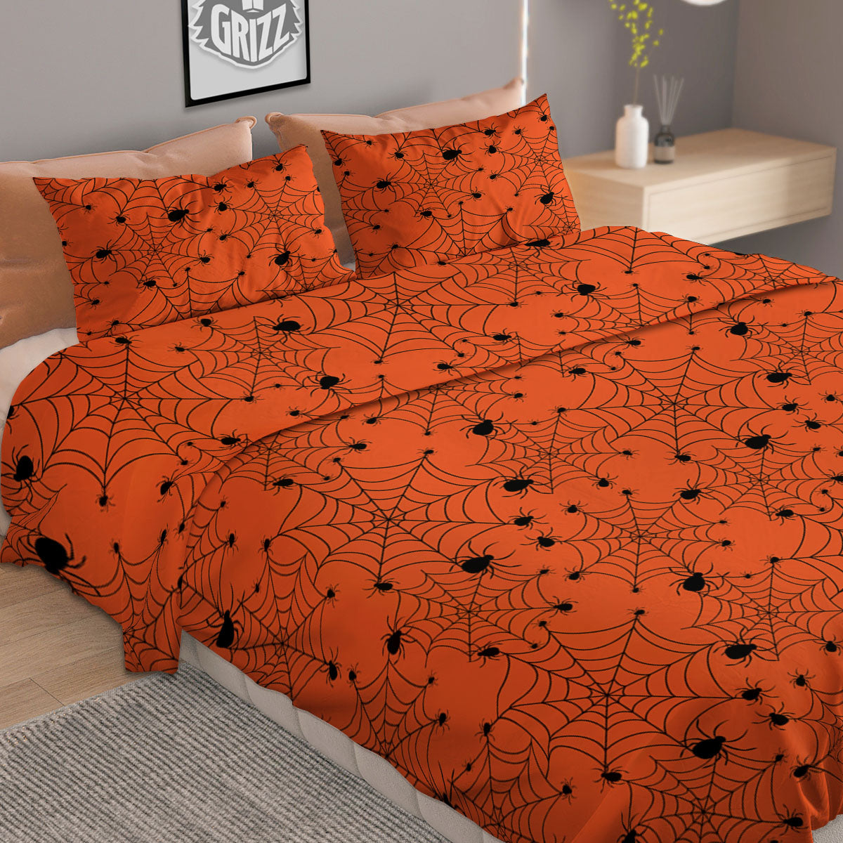Spider Halloween Print Pattern Duvet Cover Bedding Set