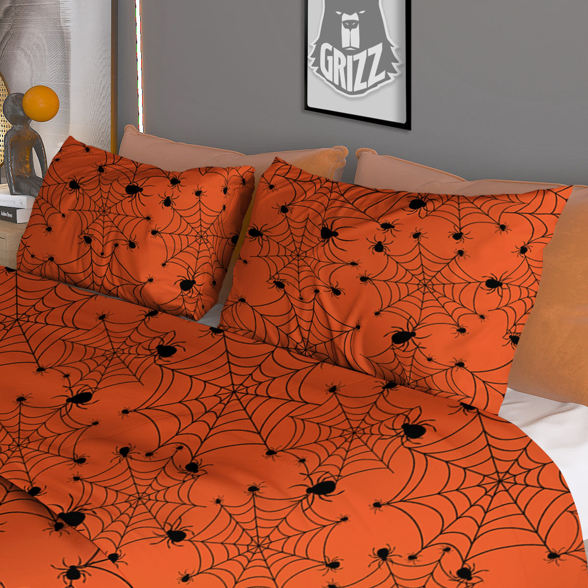 Spider Halloween Print Pattern Duvet Cover Bedding Set