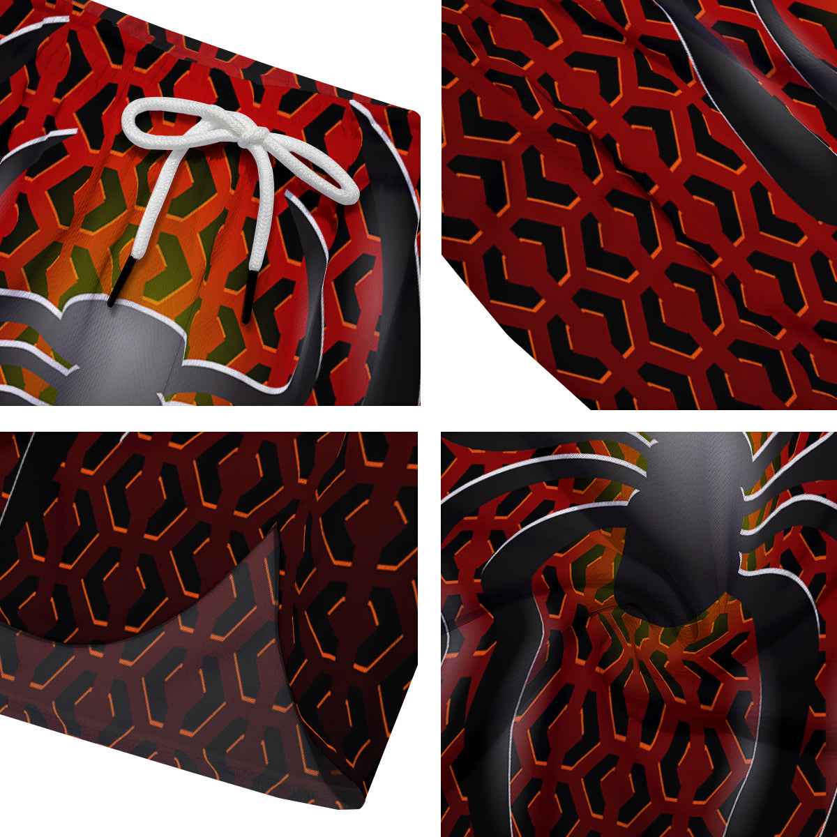 Spider Icon on Red Metal Print Men's Running Shorts-grizzshop