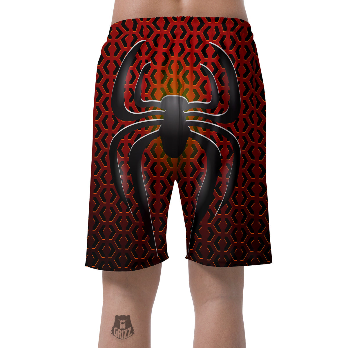 Spider Icon on Red Metal Print Men's Shorts-grizzshop