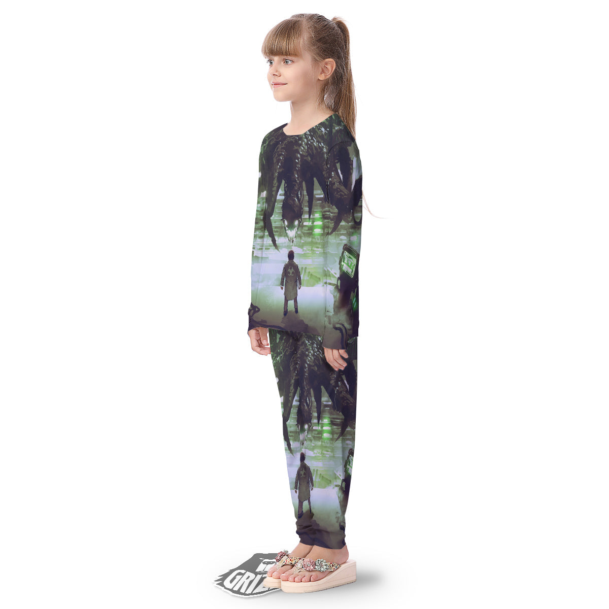 Spider Monster Print Kid's Pajamas-grizzshop