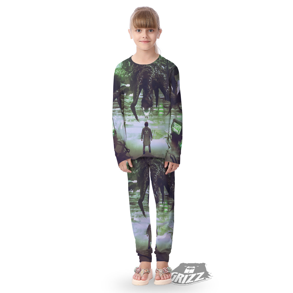 Spider Monster Print Kid's Pajamas-grizzshop