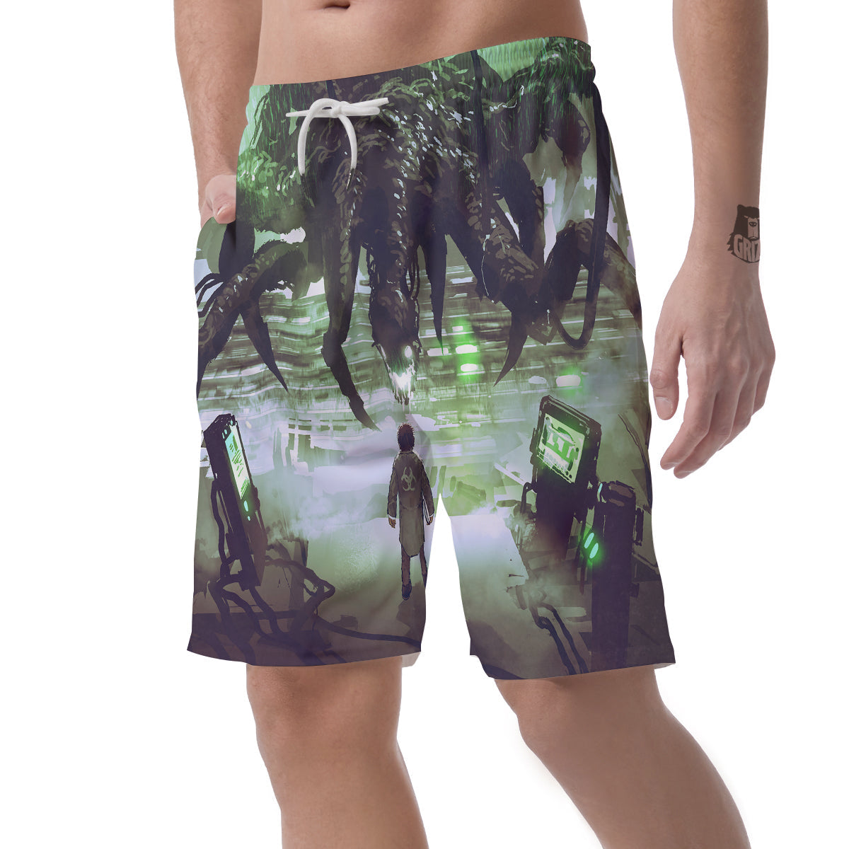 Spider Monster Print Men's Shorts-grizzshop