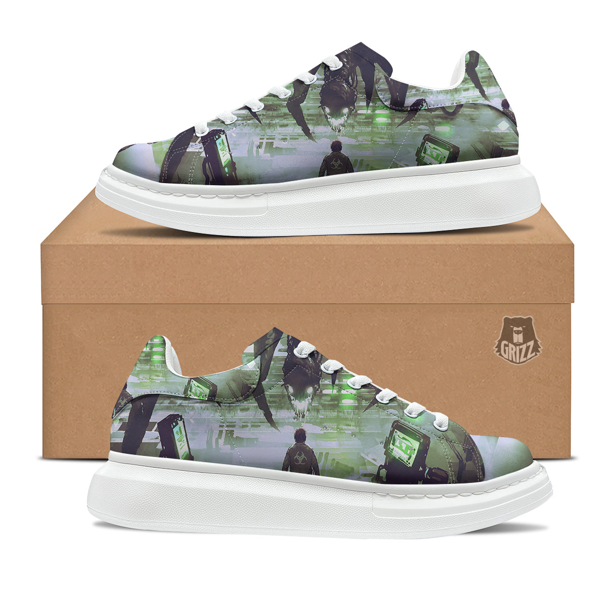 Spider Monster Print Platform Shoes-grizzshop
