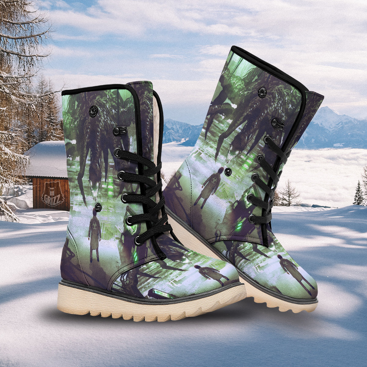 Spider Monster Print Snow Boots-grizzshop