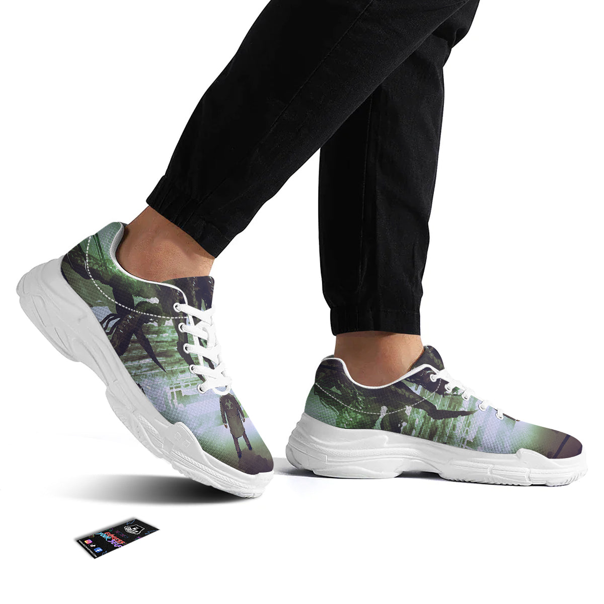 Spider Monster Print White Chunky Shoes-grizzshop